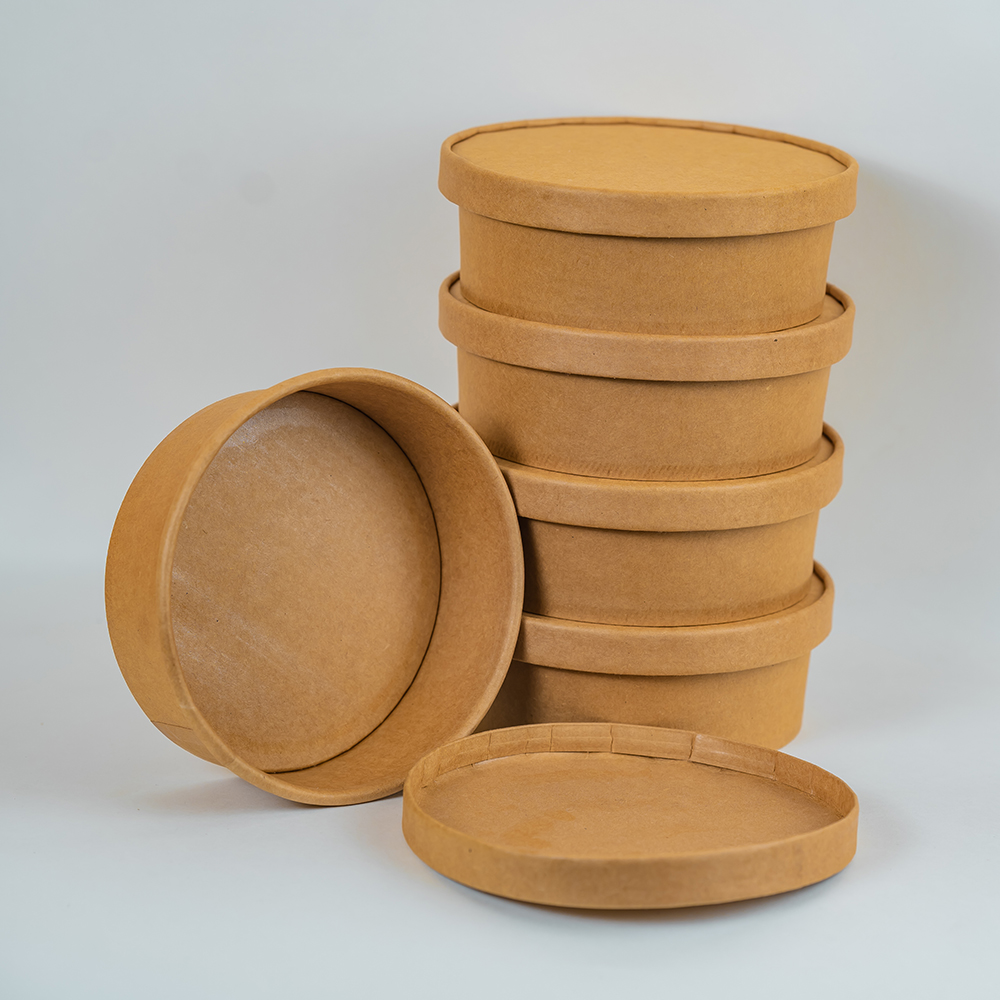 Round kraft paper bowls with lids