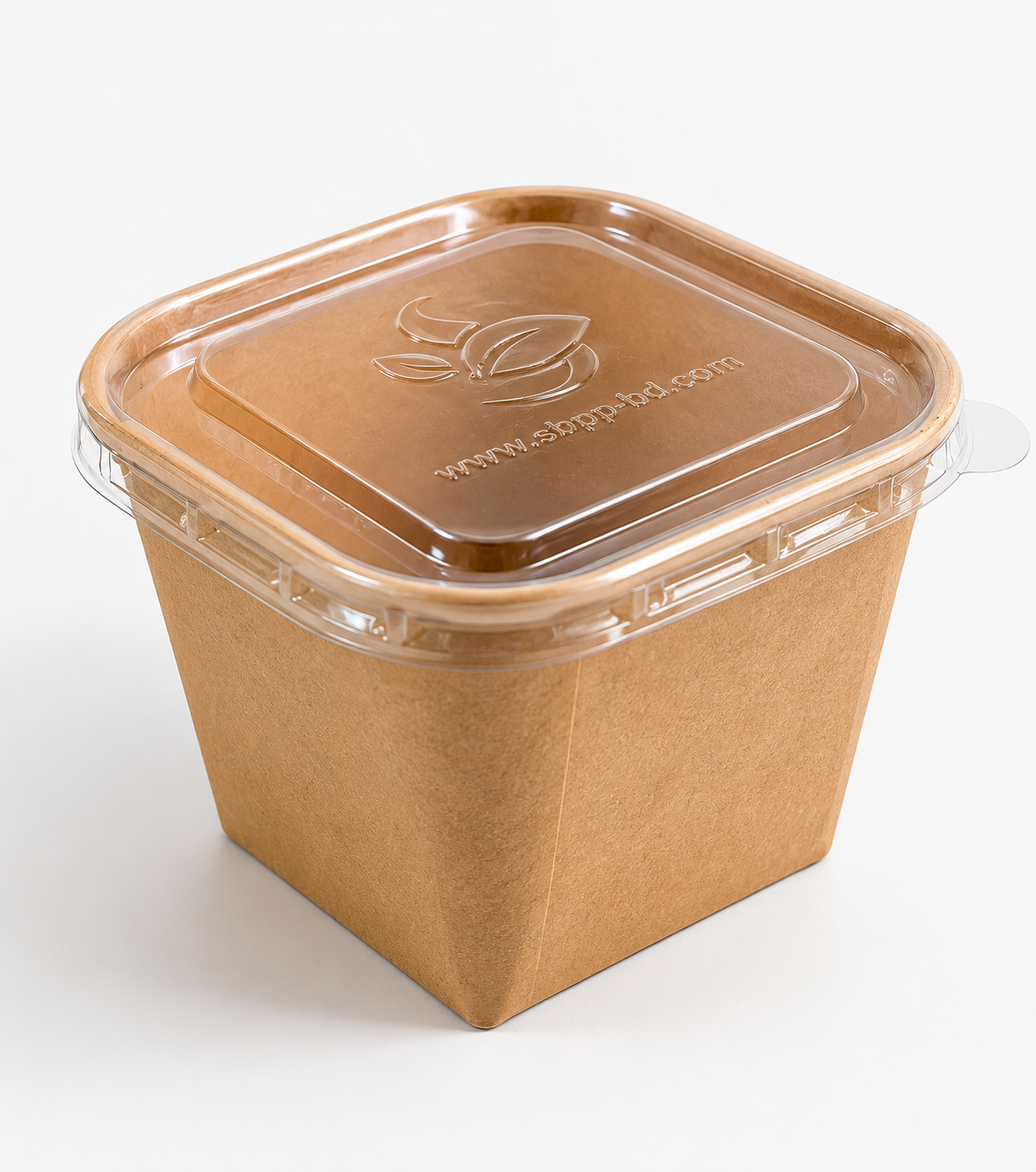 Square paper bowl with clear lid